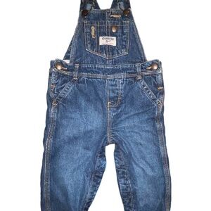 Vintage OshKosh Vestbak Denim Bib Overalls Kids Toddler Fleece Lined Sz 18 Month